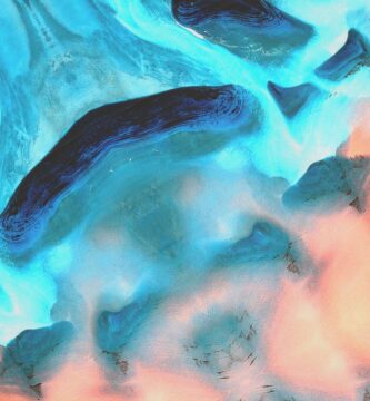 photo of blue and orange abstract painting