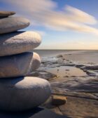 background balance beach boulder