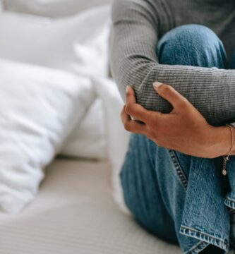 woman in desperate and anxiety sitting alone